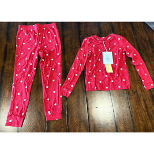 RACHEL PARCELL - Kids Long Sleeve Pajamas, Red Multi Polka Dot, Size 6  MSRP $58